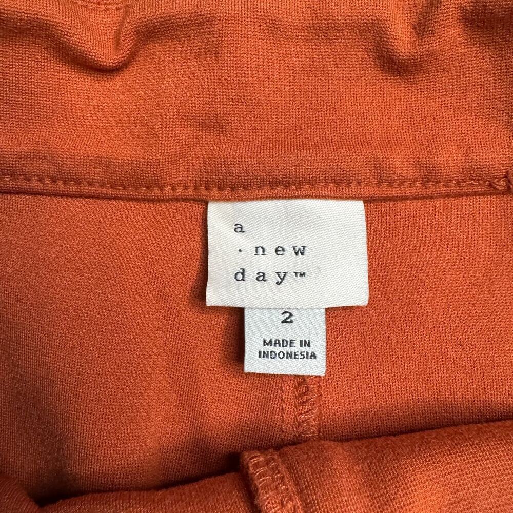 A New Day Women Kick Flare Soft Stretch Pants Pull On Size 2 Rust Orange - Picture 2 of 7